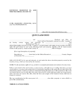 Show details for Oregon Quitclaim Deed for Joint Ownership Picture of Oregon Quitclaim Deed for Joint Ownership