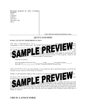 Show details for Pennsylvania Quitclaim Deed for Joint Ownership Picture of Pennsylvania Quitclaim Deed for Joint Ownership