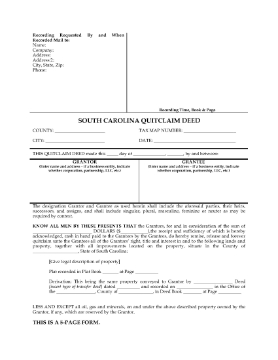 Show details for South Carolina Quitclaim Deed for Joint Ownership Picture of South Carolina Quitclaim Deed for Joint Ownership