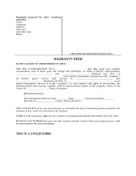 Show details for Alabama Warranty Deed for Joint Ownership Picture of Alabama Warranty Deed for Joint Ownership