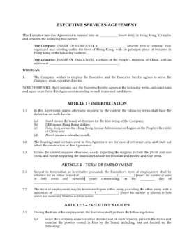 Hong Kong Executive Services Agreement Hong Kong Executive Services Agreement