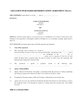 Show details for Maine Exclusive Purchaser Representation Agreement Picture of Maine Exclusive Purchaser Representation Agreement