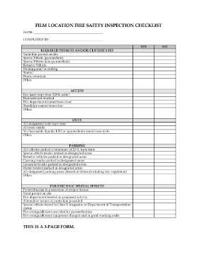 Show details for Film Location Fire Safety Inspection Checklist Picture of Film Location Fire Safety Inspection Checklist