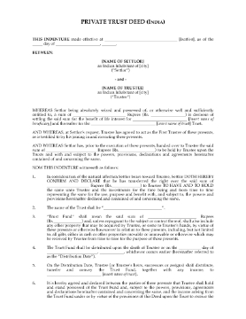Show details for India Private Trust Deed Picture of India Private Trust Deed
