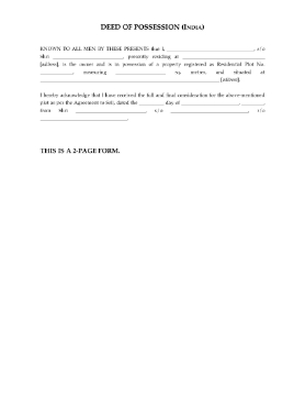 Show details for India Deed of Possession Picture of India Deed of Possession