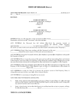 Show details for India Deed of Release Picture of India Deed of Release