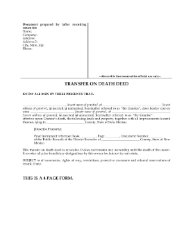 Show details for New Mexico Transfer on Death Deed Forms Picture of New Mexico Transfer on Death Deed Forms