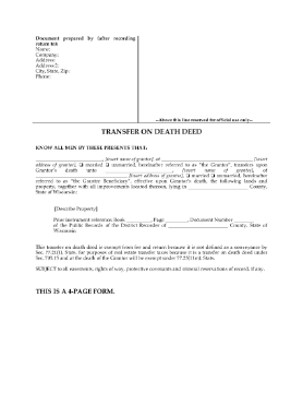 Show details for Wisconsin Transfer on Death Deed Forms Picture of Wisconsin Transfer on Death Deed Forms