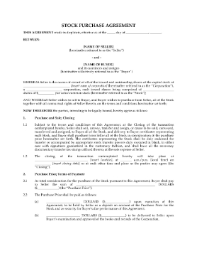 Show details for Stock Purchase Agreement | USA Picture of Stock Purchase Agreement | USA