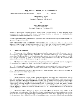 Show details for Equine Adoption Agreement Picture of Equine Adoption Agreement