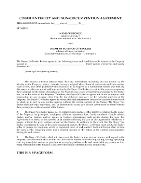 Show details for Confidentiality and Noncircumvention Agreement for Real Estate Purchase | USA Picture of Confidentiality and Noncircumvention Agreement for Real Estate Purchase | USA