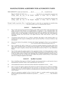 Show details for China Manufacturing Agreement for Auto Parts Picture of China Manufacturing Agreement for Auto Parts