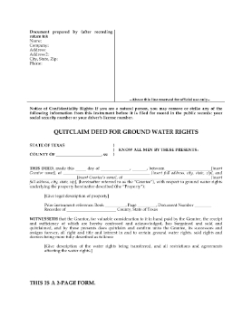 Show details for Texas Quitclaim Deed for Ground Water Rights Picture of Texas Quitclaim Deed for Ground Water Rights