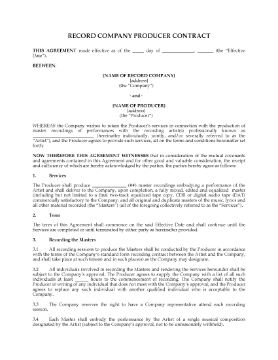 Show details for Record Company Producer Contract | USA Picture of Record Company Producer Contract | USA