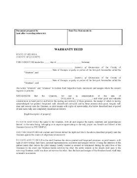 Show details for Georgia Warranty Deed for Joint Ownership Picture of Georgia Warranty Deed for Joint Ownership