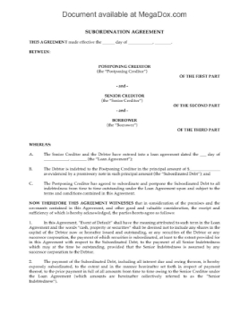 Subordination Agreement (long form) Subordination Agreement (long form)