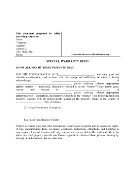 Show details for Indiana Special Warranty Deed Picture of Indiana Special Warranty Deed