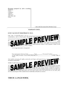 Show details for Maine Warranty Deed for Joint Ownership Picture of Maine Warranty Deed for Joint Ownership