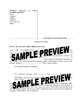 Show details for Maine Special Warranty Deed Picture of Maine Special Warranty Deed