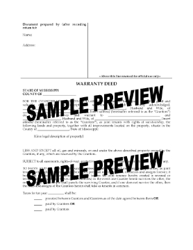 Show details for Mississippi Warranty Deed for Joint Ownership Picture of Mississippi Warranty Deed for Joint Ownership