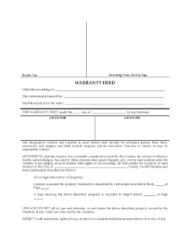 Show details for North Carolina Warranty Deed for Joint Ownership Picture of North Carolina Warranty Deed for Joint Ownership