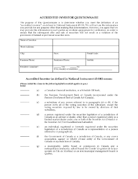 Show details for Accredited Investors Checklist and Representation Letter | Canada Picture of Accredited Investors Checklist and Representation Letter | Canada