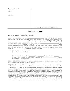 Show details for Pennsylvania Warranty Deed for Joint Ownership Picture of Pennsylvania Warranty Deed for Joint Ownership