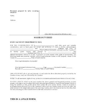 Show details for South Dakota Warranty Deed for Joint Ownership Picture of South Dakota Warranty Deed for Joint Ownership