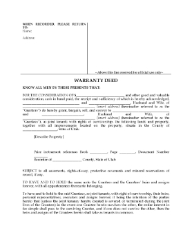 Show details for Utah Warranty Deed for Joint Ownership Picture of Utah Warranty Deed for Joint Ownership