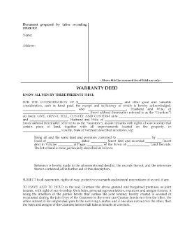 Show details for Vermont Warranty Deed for Joint Ownership Picture of Vermont Warranty Deed for Joint Ownership