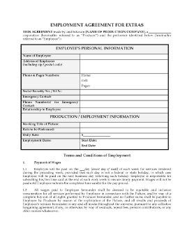 Show details for Film Extras Employment Agreement Picture of Film Extras Employment Agreement