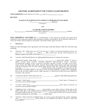 Show details for License Agreement for Video Game Rights Picture of License Agreement for Video Game Rights