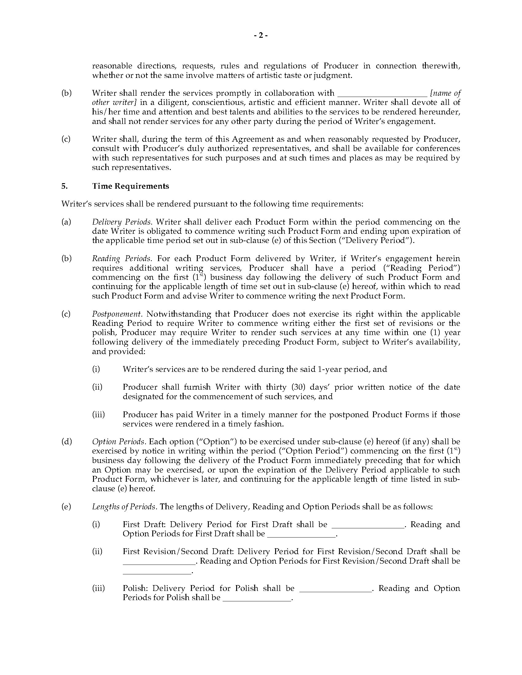 USA Screenwriter Employment Agreement for Writing Team | MegaDox.com