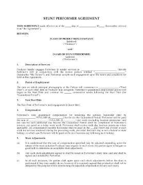 Show details for Stunt Performer Agreement Picture of Stunt Performer Agreement