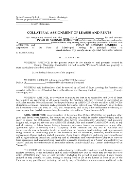 Show details for Mississippi Assignment of Leases and Rents Picture of Mississippi Assignment of Leases and Rents
