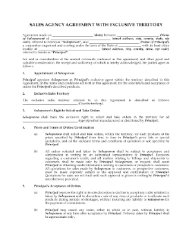 Show details for Sales Agency Agreement with Exclusive Territory | USA Picture of Sales Agency Agreement with Exclusive Territory | USA
