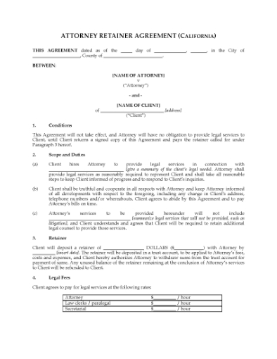 Picture of California Attorney Retainer Agreement