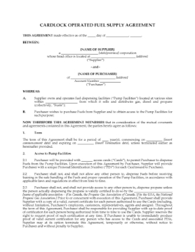 Cardlock Operated Fuel Supply Agreement Cardlock Operated Fuel Supply Agreement