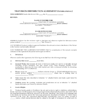 Show details for International Television Distribution Agreement Picture of International Television Distribution Agreement