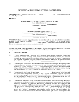 Make-Up and Special Effects Agreement Make-Up and Special Effects Agreement