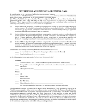 Film Distributor Assumption Agreement for Residuals Film Distributor Assumption Agreement for Residuals