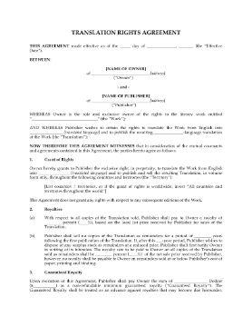 Show details for Translation Rights Agreement Picture of Translation Rights Agreement