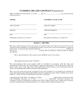 Show details for California Plumbing Bid and Contract Picture of California Plumbing Bid and Contract