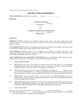 Adult Film Production Agreement Adult Film Production Agreement