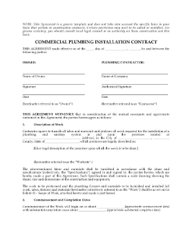 Show details for Commercial Plumbing Installation Contract Picture of Commercial Plumbing Installation Contract