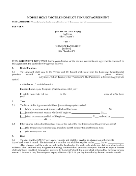 Show details for Yukon Tenancy Agreement for Mobile Home Picture of Yukon Tenancy Agreement for Mobile Home