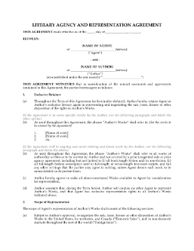 Show details for Literary Agency and Representation Agreement Picture of Literary Agency and Representation Agreement