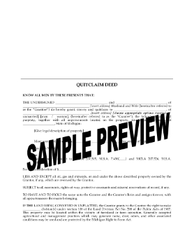 Show details for Michigan Quitclaim Deed from Husband and Wife to Individual Picture of Michigan Quitclaim Deed from Husband and Wife to Individual