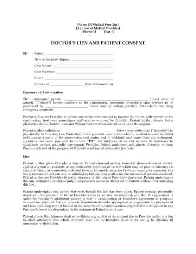 Picture of Connecticut Doctor's Lien and Patient Consent