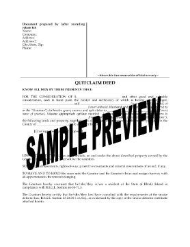 Show details for Rhode Island Quitclaim Deed from Husband and Wife to Individual Picture of Rhode Island Quitclaim Deed from Husband and Wife to Individual